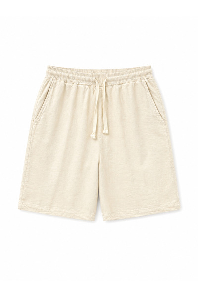 OUTFİT MAN Tied Linen Shorts Cream