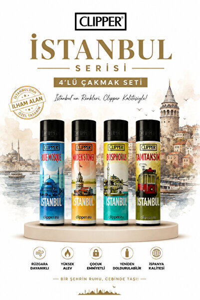 Cliper Clipper İstanbul Serisi 4’Lü Koleksiyonluk Çakmak Seti - Yeniden Doldu...