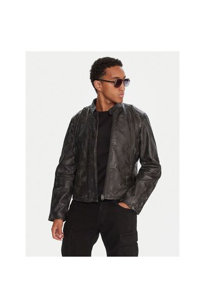 G-STAR RAW Geacă de piele pentru bărbați D26931 Gri