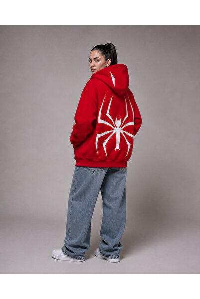 PENTHİLUS Kadın Oversize Fermuarlı Kapüşonlu Sweatshirt Büyük Sırt Baskılı 3 ...