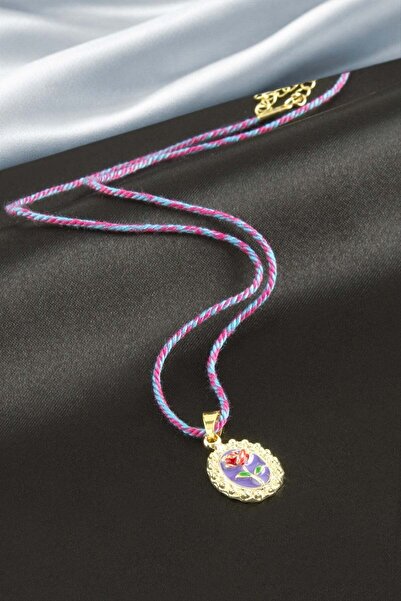 Generic Brand Rose Oval Enamel String Necklace