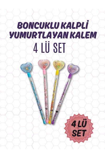 Ceylan Kırtasiye Boncuklu Kalpli Yumurtlayan Geçmeli Kalem