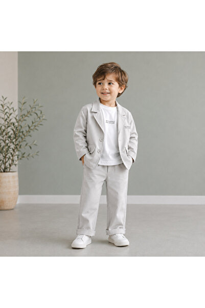 Hippıl Baby Erkek Bebek&Çocuk Pamuklu Ceket Pantolon Uzun Kol T-Shirt 3 lü Ta...
