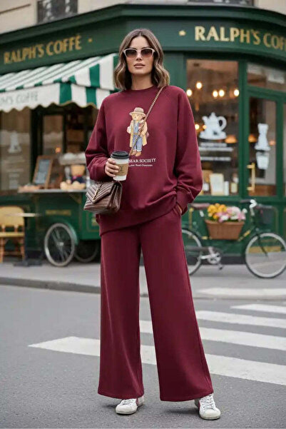 Aselim Hijap Moda The Bear Sea Comfort Set Takım Bordo