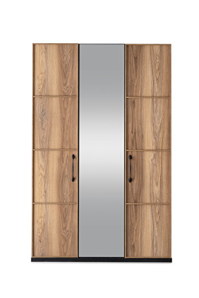 Erz Design Beyoğlu Modern 3 Kapaklı Çekmeceli Elbise Dolabı Gardrop 130cm