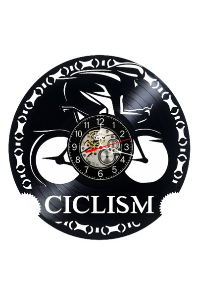 OEM Ceas de perete decorativ din disc de vinil, Model cu bicicletă de șosea, ...