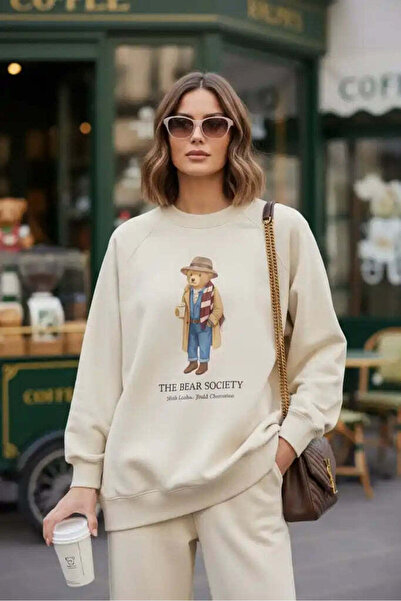 Aselim Hijap Moda The Bear Sea Comfort Set Takım Krem Vanilya Krem