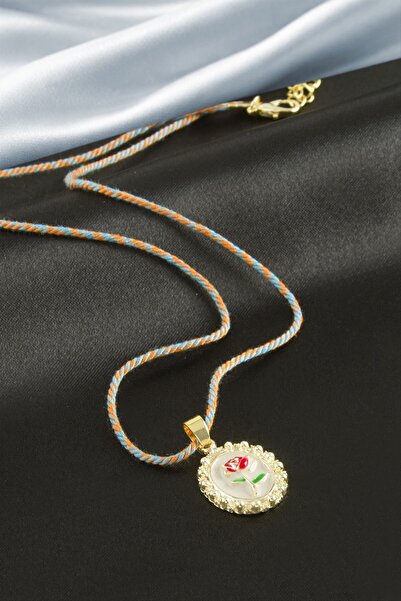 Generic Brand Rose Oval Enamel String Necklace