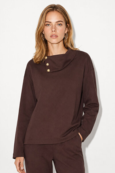 VENA Norah Yakası Detaylı Regular Fit Sweatshirt-Kahverengi