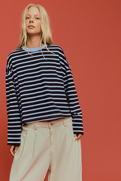 Bershka Boxy fit çizgili uzun kollu tişört