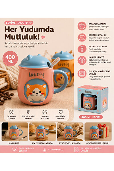 THIRTEEN SELECT Kabartmalı Kedi Figürlü Porselen Kupa 400 ML