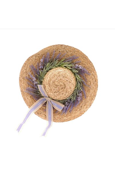 Generic Brand Coronita palarie decorativa din paie cu lavanda artificiala si ...