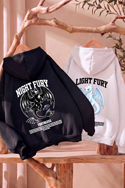 darkopia Dear Couple Combination Night and Light Fury Back Printed Design Hoo...