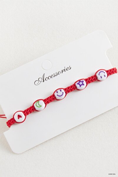 Generic Brand Stbrycel Emoji Macrame Braided Bracelet (181335) Red