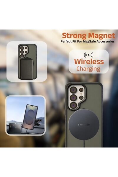 CROWNYX Magnetic Stand Case for Samsung Galaxy S25 Ultra, Shockproof Slim Hybrid TPU Cover with Grip Ring | Aegis GripStand Pro Case