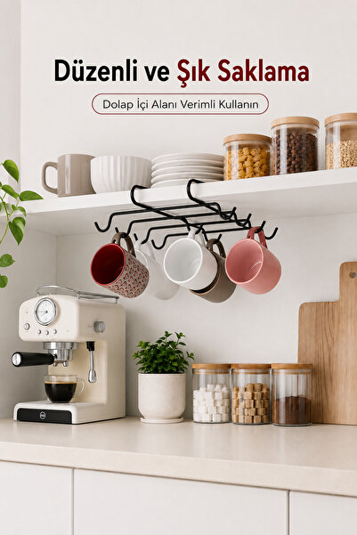 ERFAHOME Metal 10 Kancalı Fincan Kupa Bardak Askısı Dolap İçi Kancalı Fincan ...