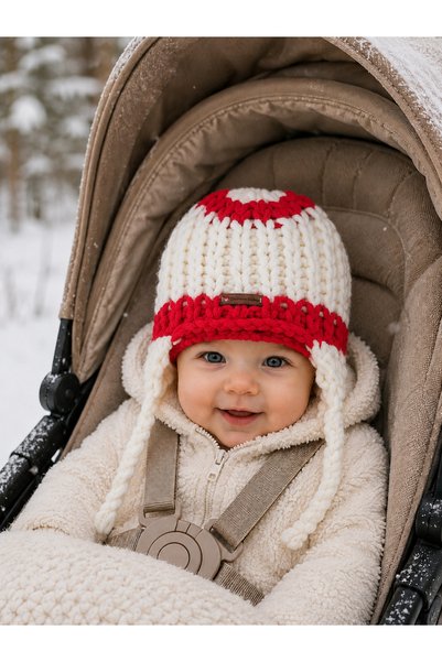 Custom Baby قبعة للأطفال من 6 إلى 12 شهرًا مع تفاصيل ربط على شكل أذن الطفل