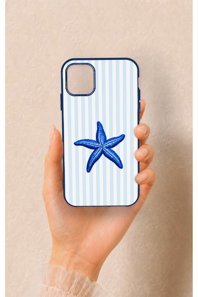 Vip Case iPhone 11 Compatible Blue Starfish Patterned Silicone Case