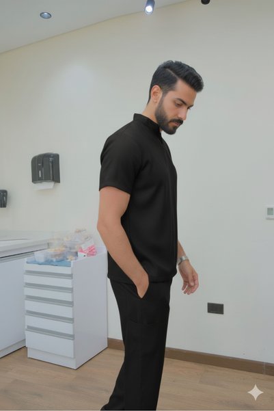 sketch Chlorine-resistant men's black scrub