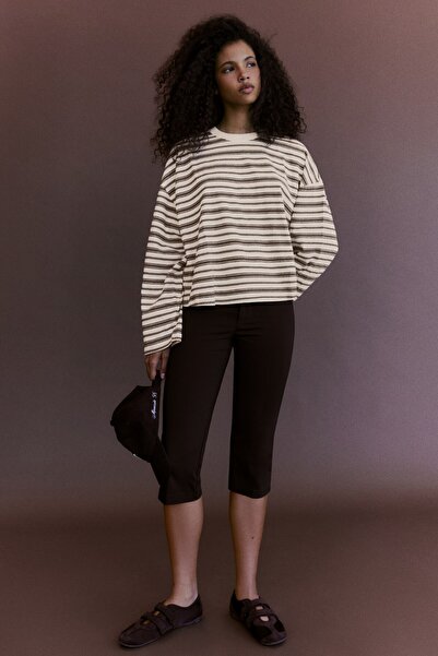 Bershka Boxy fit çizgili uzun kollu tişört