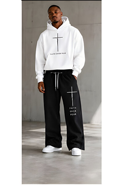 EFFRENATU Oversized Hooded Sweatshirt Set - Face and All-Over Surface Print, ...