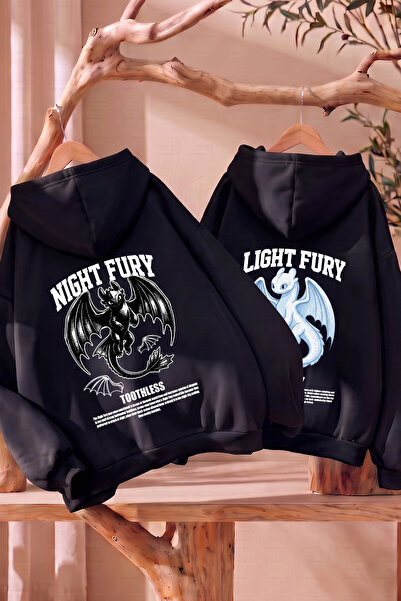 darkopia Dear Couple Combination Night and Light Fury Back Printed Design Hoo...
