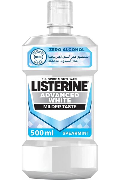 Listerine Advanced White Milder Taste Mouthwash Spearmint Flavour 500ml