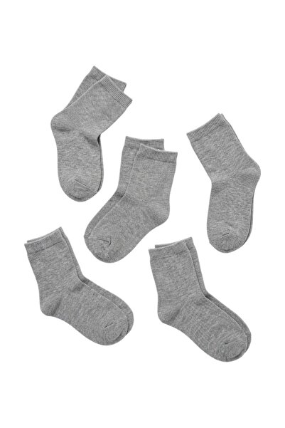 Bidani - Gray Cotton School Socks 5-Pack – Long & Short School Uniform Socks