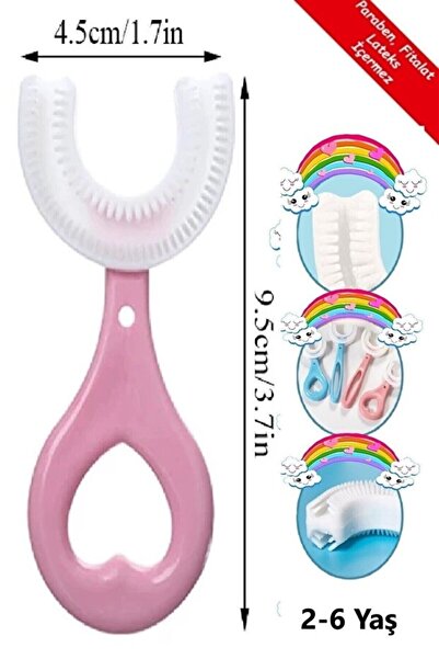 dermobabe U Şekinde Pratik Çocuk Diş Fırçası Pembe (2-6 Yaş)