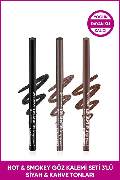 Essence Hot & Smokey Göz Kalemi Seti 3'lü – Siyah & Kahve Tonları