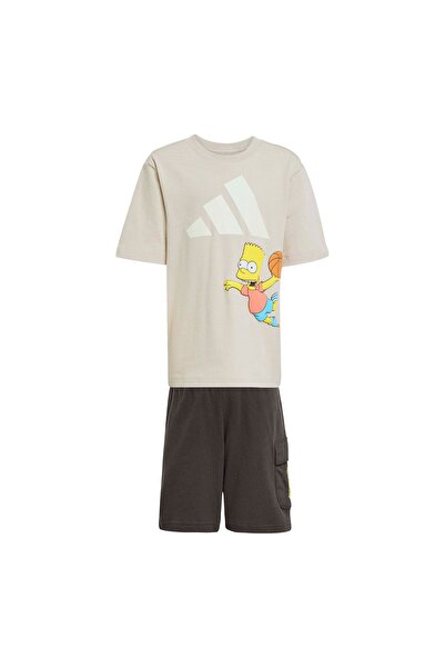 adidas Set unisex pentru copii, tricou și pantaloni scurți JL9196 Bej