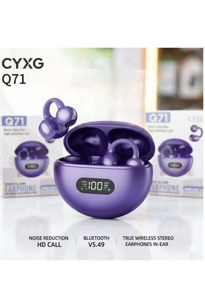 PopZa Q71 Wireless Clip-On Earphones – Sports Style with LED Display & HD Sound