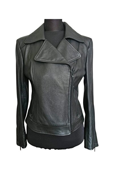 asus deri B1000 - Genuine Leather Women's Black Biker Jacket