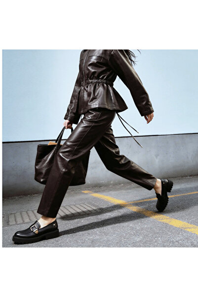Iconic FAUX LEATHER CUT AND SEW DETAIL TROUSERS