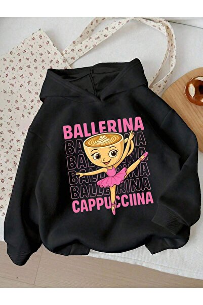 SVART WEAR Hanorac cu glugă pentru copii, cu imprimeu Cappuccina Ballerina, d...