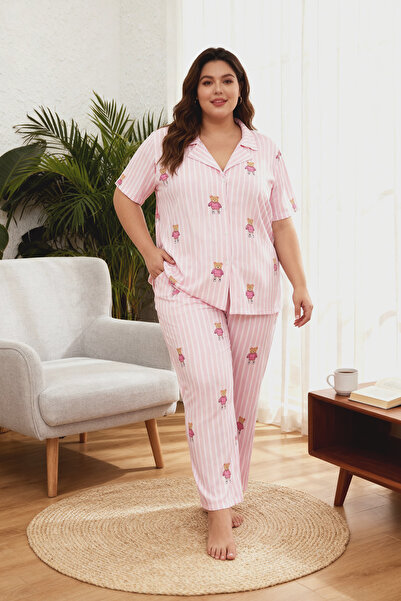 Laperissa Plus Size Pajama Sets - Pink - Regular