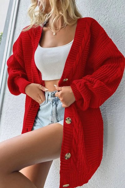 EMR Online Women's V-Neck Knitwear Cardigan