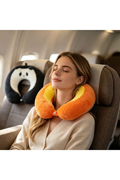 idei Pernă U pentru gât 30 cm ×30 cm din pluș moale, pernă suport pentru avio...