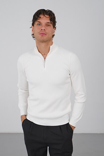 No Way Men's Washable Anti-Pilling Half-Zip Basic Knitwear