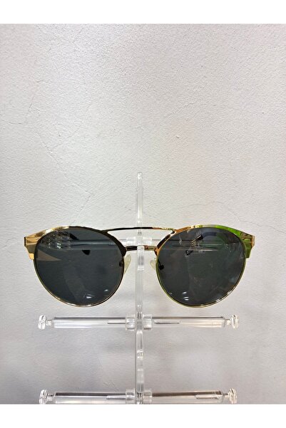 Unisex Çift Köprülü Altın Metal Çerçeveli Koyu Füme / Siyah Camlı Pilot /UV400 Güneş Gözlüğü
