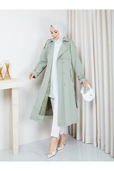 RACE FASHİON Trench Coats - Green - Regular