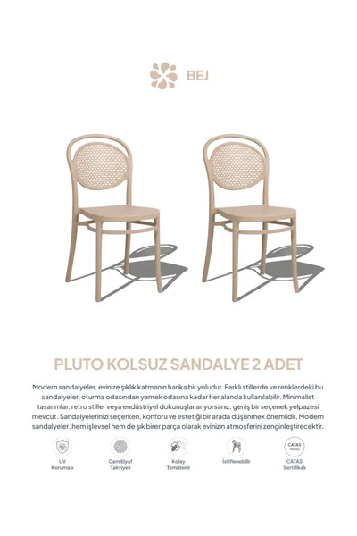 Daim Plastik PLUTO LÜX CAFE & RESTAURANT SANDALYESİ 2 Li Set