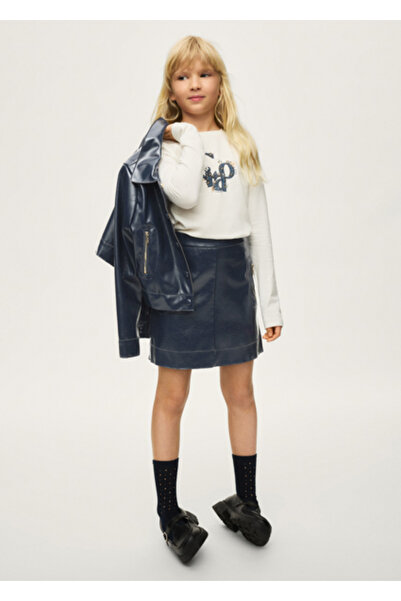 MAYORAL Navy Blue Girls' Patent Leather Skirt 7930