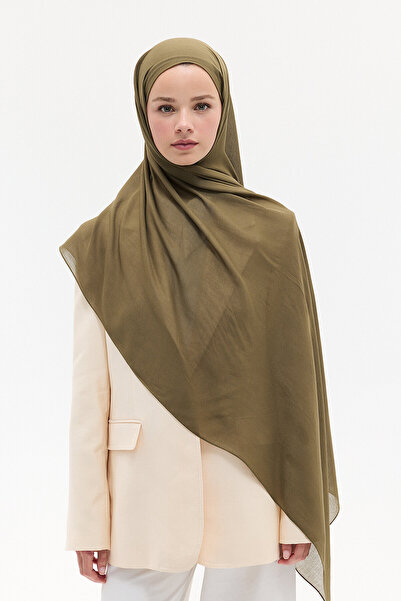 cs camellia scarf Απλό Σάλι Ράμι - Χακί