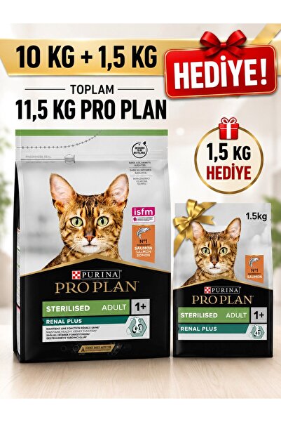 Pro Plan Sterilised Renal Plus Somonlu Kısır Kedi Maması 10 kg + 1,5 kg Hediye