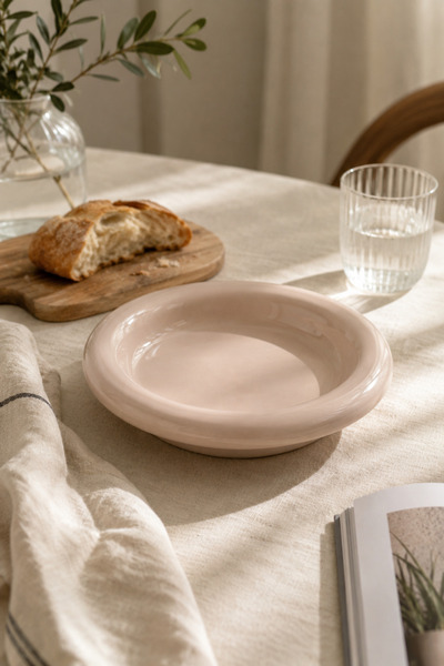 Beige & Stone Bright Beige Donut Ceramic Dinner Plate – 21.5 cm