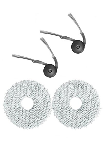 Rovexa Roborock Qrevo Edge Compatible 2 Side Brushes 2 Mop Fiber Mops