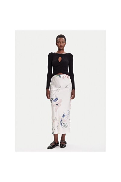 Desigual Fustă maxi de damă 25WWFW07 Albă