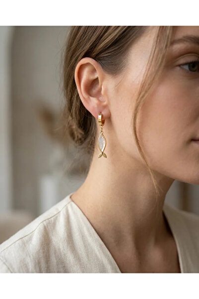 ZEY Steel Earrings - Gold-colored - Natural Stone