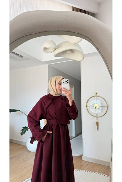 salisburys Modest Trench Coats - Burgundy - Tunic